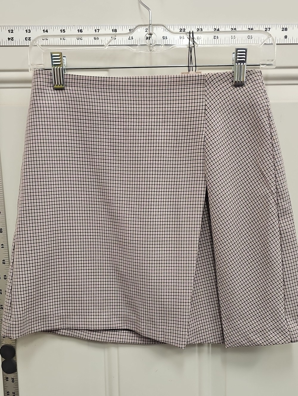 BCBGeneration Pink and Black Checked A-Line Mini Skirt